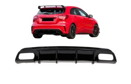 Valance Rear Diffuser Black Edition suitable for Mercedes A-Class W176 Facelift (2012-2018) A45 Design