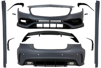 Complete Body Kit suitable for Mercedes A-Class W176 (2012-2018) A45 Design with Spoiler Splitters Fins Aero