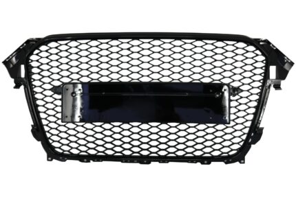 Badgeless Front Grille suitable for Audi A4 B8 Facelift (2012-2015) RS Design Honeycomb Piano Black With PDC Covers
