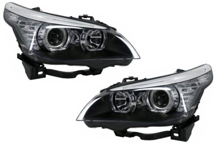 LED Dayline Angel Eyes Headlights suitable for BMW 5 Series E60 E61 (2003-2007) LCI Look