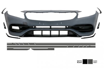 Front Bumper with Side Decals Sticker Dark Grey suitable for Mercedes A-Class W176 (2012-2018) Facelift A45 Design
