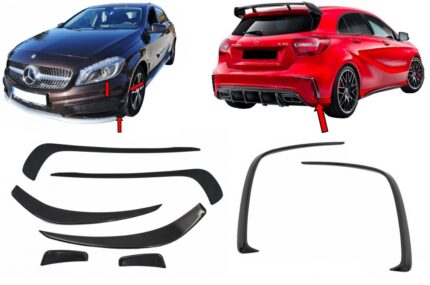 Bumper Splitters Fins Brows Aero suitable for Mercedes W176 A-Class (2012-08/2015) A45 Design