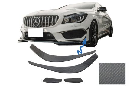 Front Bumper Splitters Fins Aero suitable for MERCEDES Benz CLA W117 C117 X117 (2013-2016) CLA45 A-Design Carbon Film Coating