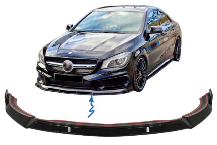 Front Bumper Spoiler Lip suitable for Mercedes CLA45 C117 X117 (2013-2016) Glossy Black