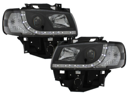 DAYLINE Headlights suitable for VW T4 Transporter (1990-2003) LED DRL Daylight Black