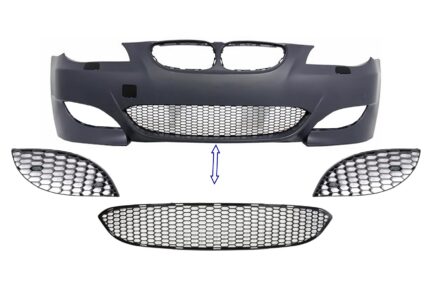 Pack Front Bumper Lower Central and Side Grille suitable for BMW 5 Series E60 E61 (2003-2010) M5 Design